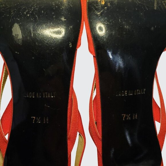 Vintage Anne Klein Slingbacks Red High Heel Made in Italy Women's *RARE* 7.5M - Picture 9 of 9